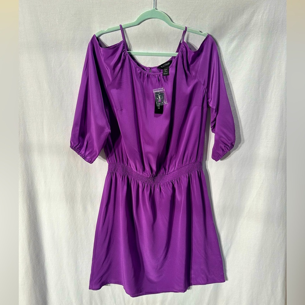 New! WHBM 100% SILK off shoulder dress. Size L